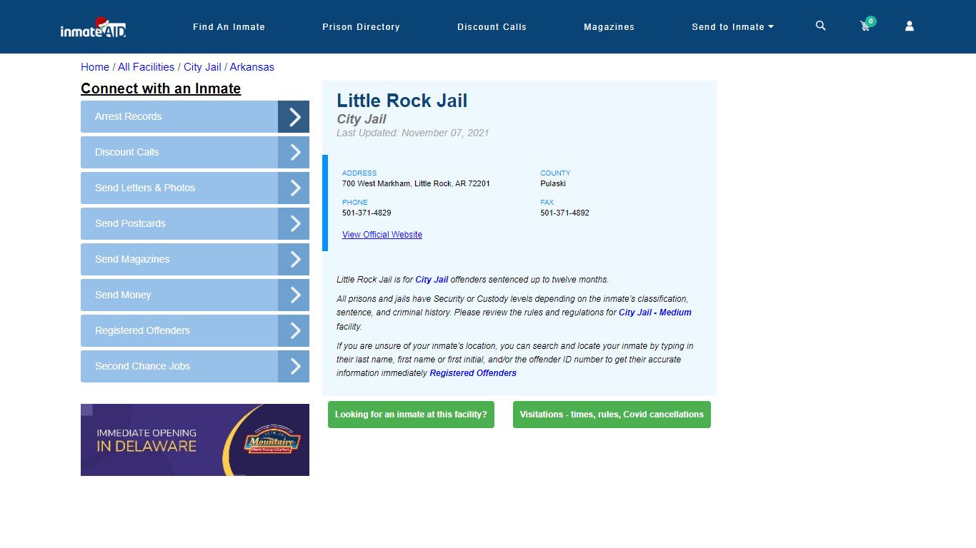 Little Rock Jail | Inmate Locator